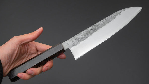 Hitohira Imojiya TH Silver #3 Nashiji Santoku Ebony Handle - Tetogi