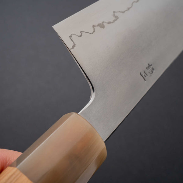 Hitohira Kikuchiyo Izo Silver #3 Gyuto 240mm Yakusugi Cedar Handle (Blond ferrule) - Tetogi