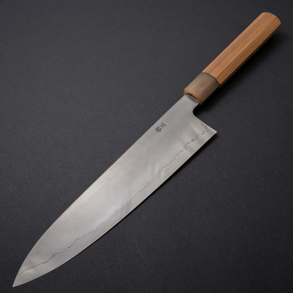 Hitohira Kikuchiyo Izo Silver #3 Gyuto 240mm Yakusugi Cedar Handle (Blond ferrule) - Tetogi