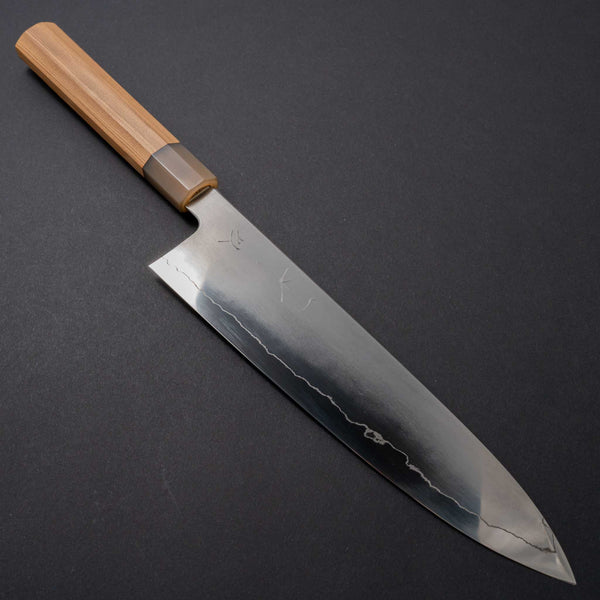 Hitohira Kikuchiyo Izo Silver #3 Gyuto 240mm Yakusugi Cedar Handle (Blond ferrule) - Tetogi