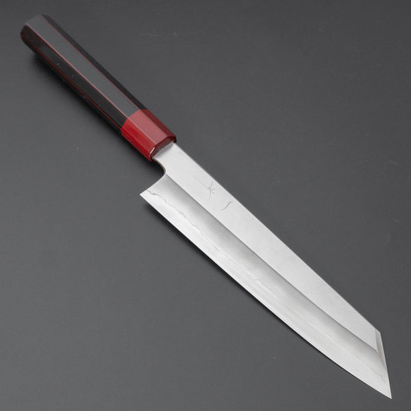 Hitohira Kikuchiyo Kyuzo Silver #3 Migaki Kiritsuke Gyuto 210mm Lacquered Handle (Black and Red) - Tetogi