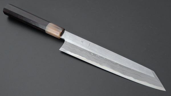 Hitohira Kikuchiyo Mosuke Enmon White #1 Kiritsuke 210mm Ebony Handle (Mirror Polished/ Saya) - Tetogi