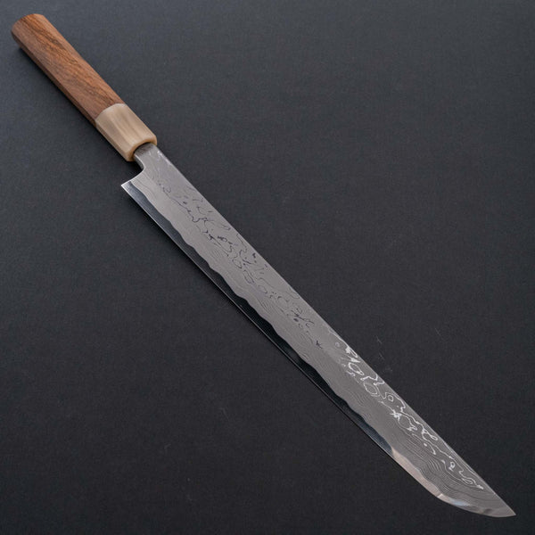 Hitohira Kikuchiyo Mosuke Kikko Blue #1 Yanagi Sakimaru 300mm Ziricote Handle (Saya) - Tetogi