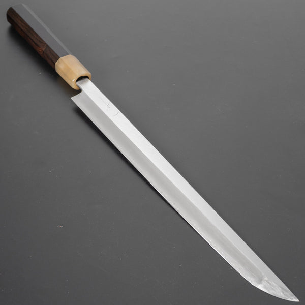 Hitohira Kikuchiyo Mosuke Silver #3 Sakimaru Takobiki 300mm Ebony Handle (Saya) - Tetogi