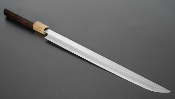 Hitohira Kikuchiyo Mosuke Silver #3 Sakimaru Takobiki 300mm Ebony Handle (Saya) - Tetogi