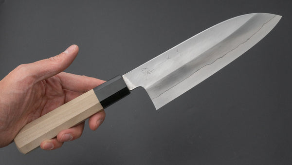 Hitohira Kikuchiyo Ren Silver #3 Santoku 180mm Ho Wood Handle - Tetogi