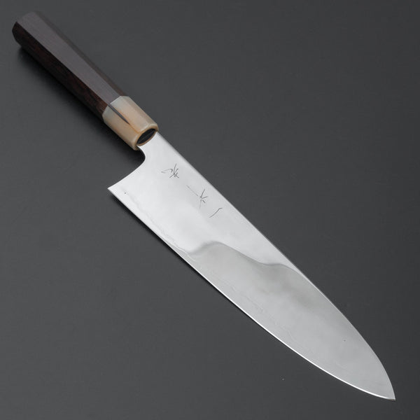 Hitohira Kikuchiyo Rou Silver #3 Fully Mirror Polished Gyuto 240mm Ebony Handle - Tetogi