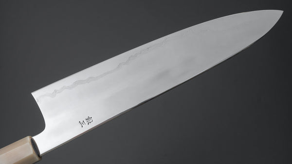 Hitohira Kikuchiyo Rou Silver #3 Fully Mirror Polished Gyuto 240mm Ebony Handle - Tetogi