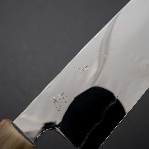 Hitohira Kikuchiyo Rou Silver #3 Fully Mirror Polished Santoku Taihei Makassar Ebony Handle - Tetogi