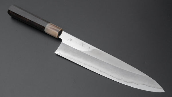 Hitohira Kikuchiyo Rou Silver #3 Mirror Polished Gyuto 240mm Ebony Handle - Tetogi