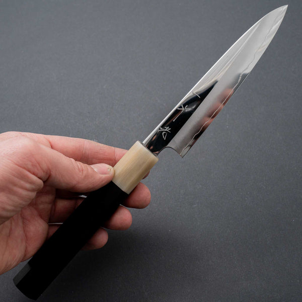 Hitohira Kikuchiyo Rou Silver #3 Mirror Polished Petty 135mm Ebony Handle - Tetogi