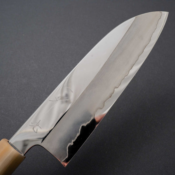 Hitohira Kikuchiyo Rou Silver #3 Mirror Polished Santoku Taihei Makassar Ebony Handle - Tetogi