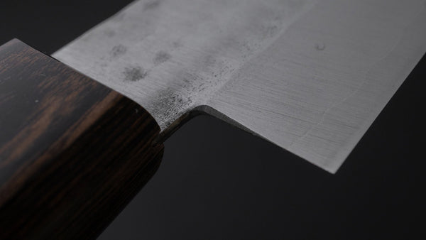 Hitohira NM Tsuchime Santoku 130mm Pakka Handle (No Bolster/ Brown) - Tetogi