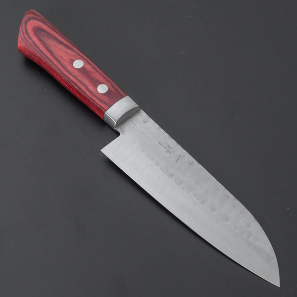 Hitohira NM Tsuchime Santoku 130mm Pakka Handle (Red) - Tetogi