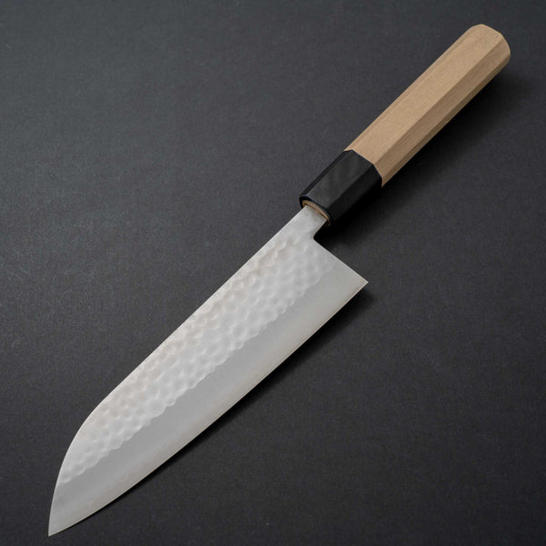 Hitohira NM Tsuchime Santoku 170mm Ho Wood Handle - Tetogi