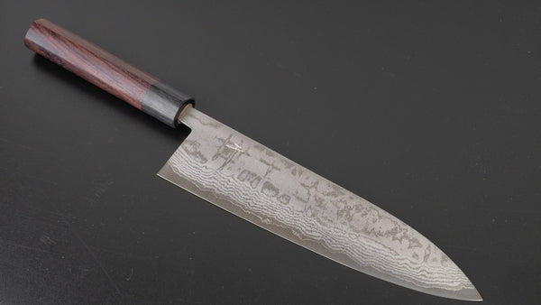 Hitohira Setsu Forged VG-10 Damascus Gyuto 210mm Rosewood Handle - Tetogi