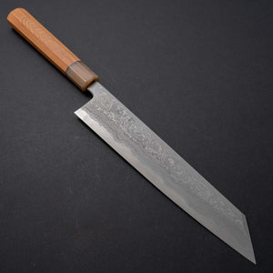 Hitohira Tanaka Kyuzo Blue #1 Damascus Kiritsuke Gyuto 240mm Riisgaard Sugi Cedar Handle - Tetogi