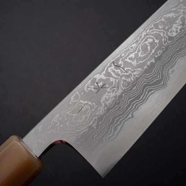 Hitohira Tanaka Kyuzo Blue #1 Damascus Kiritsuke Gyuto 240mm Riisgaard Sugi Cedar Handle - Tetogi