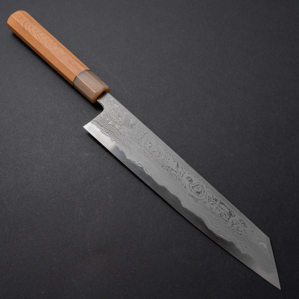 Hitohira Tanaka Kyuzo Blue #1 Damascus Kiritsuke Gyuto 240mm Riisgaard Sugi Cedar Handle - Tetogi