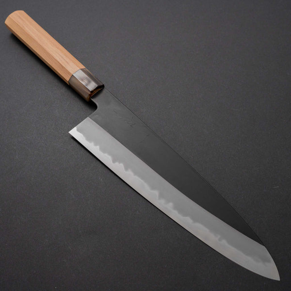 Hitohira Tanaka Kyuzo Blue #1 Kurouchi Gyuto 240mm Yakusugi Cedar Handle (Extra Height) - Tetogi