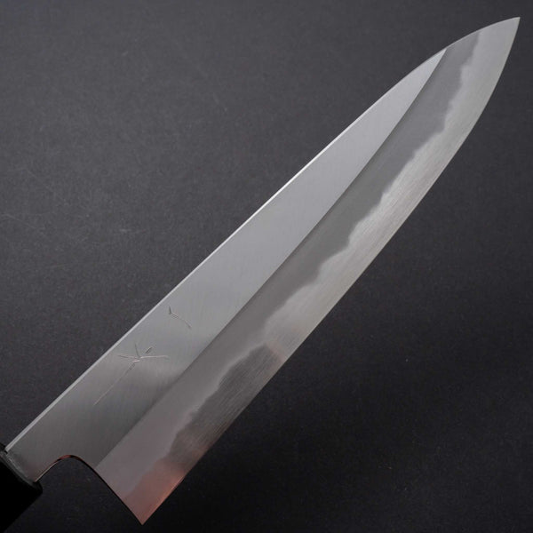 Hitohira Tanaka Kyuzo Blue #1 Migaki Gyuto 240mm Taihei Makassar Ebony Handle (Black Horn) - Tetogi