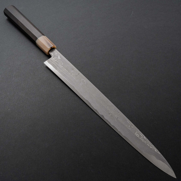 Hitohira Tanaka Manzo Blue #1 Damascus Yanagiba 300mm Ebony Handle (Saya) - Tetogi