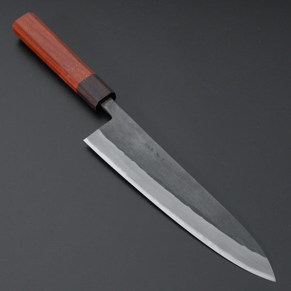 Hitohira TD Blue #2 Stainless Clad Kurouchi Gyuto 210mm Padauk Handle - Tetogi