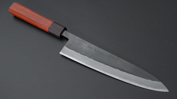 Hitohira TD Blue #2 Stainless Clad Kurouchi Gyuto 210mm Padauk Handle - Tetogi