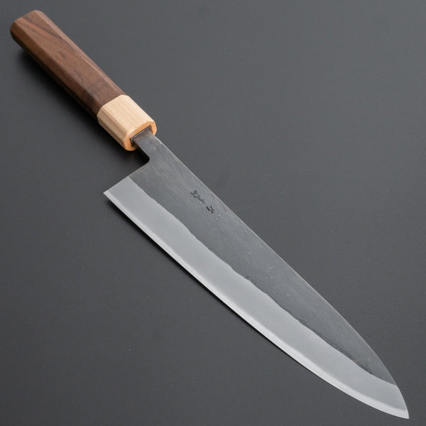 Hitohira TD Blue #2 Stainless Clad Kurouchi Gyuto 210mm Walnut Handle - Tetogi