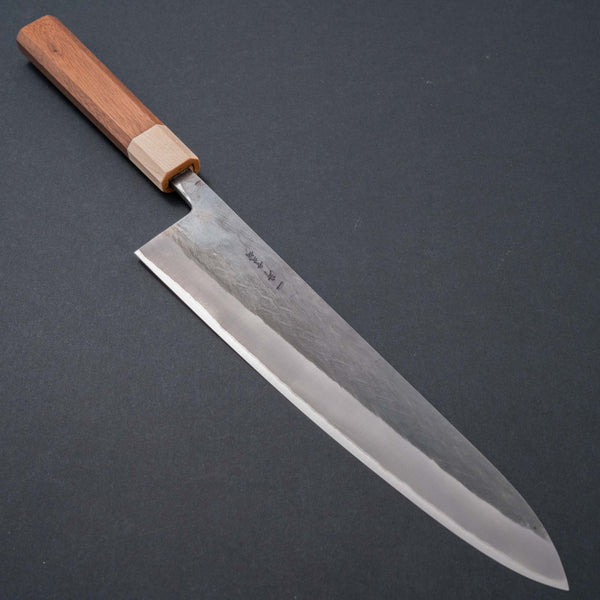 Hitohira TD Blue #2 Stainless Clad Kurouchi Gyuto 240mm Walnut Handle - Tetogi