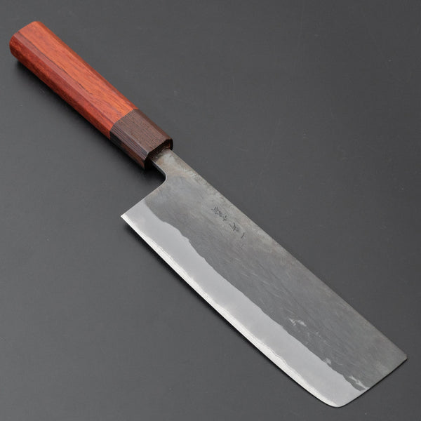 Hitohira TD Blue #2 Stainless Clad Kurouchi Nakiri 165mm Padauk Handle - Tetogi