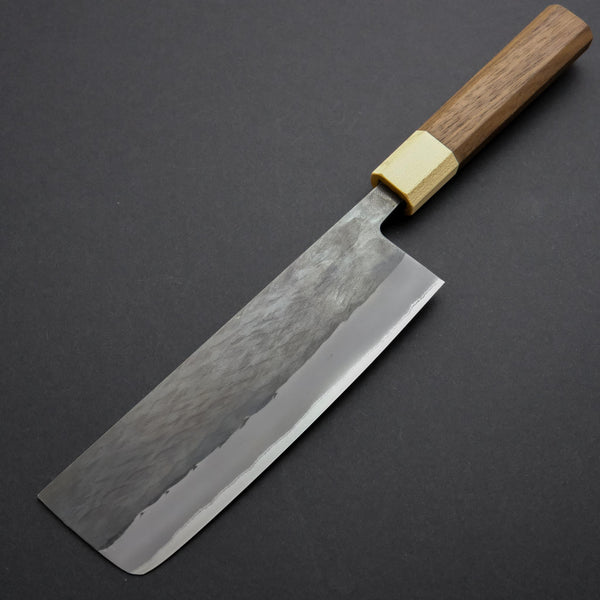 Hitohira TD Blue #2 Stainless Clad Kurouchi Nakiri 165mm Walnut Handle - Tetogi