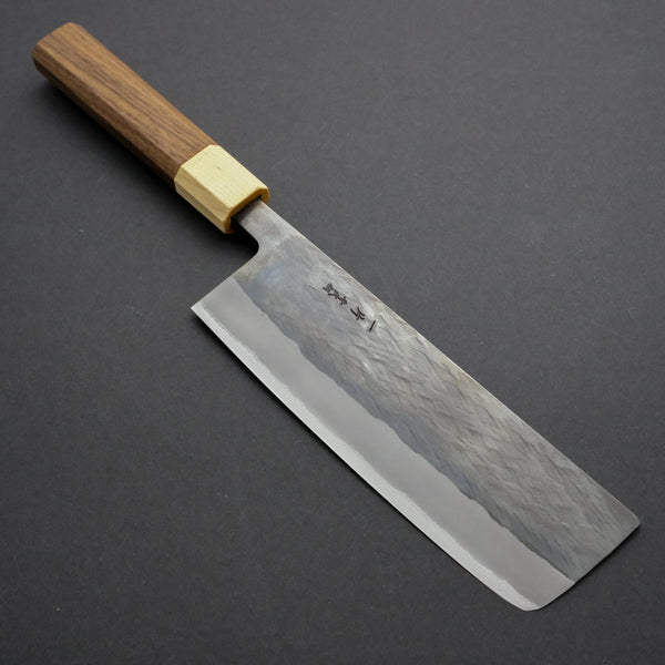 Hitohira TD Blue #2 Stainless Clad Kurouchi Nakiri 165mm Walnut Handle - Tetogi