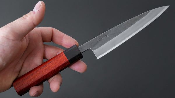 Hitohira TD Blue #2 Stainless Clad Kurouchi Petty 135mm Padauk Handle - Tetogi