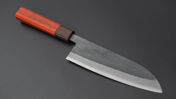 Hitohira TD Blue #2 Stainless Clad Kurouchi Santoku 165mm Padauk Handle - Tetogi