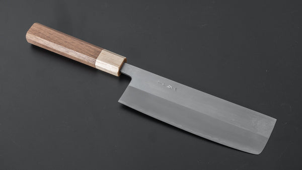 Hitohira TD Blue #2 Stainless Clad Migaki Nakiri 165mm Walnut Handle - Tetogi