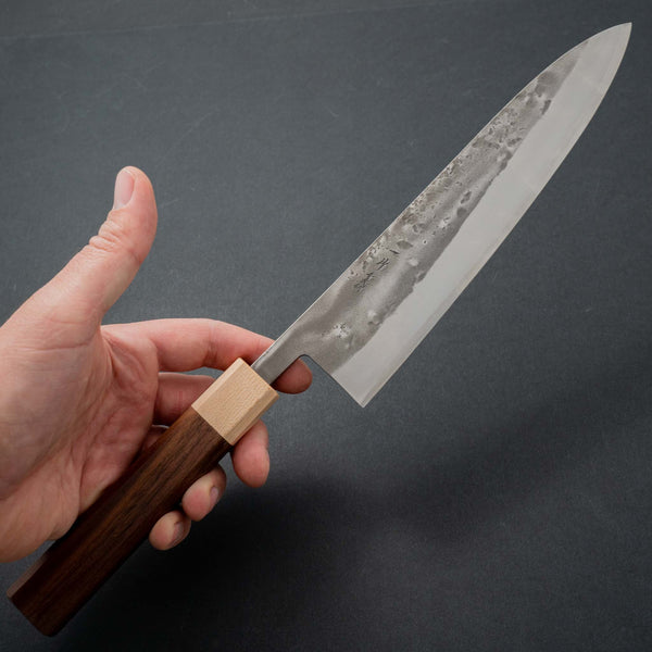 Hitohira TD Blue #2 Stainless Clad Nashiji Gyuto 210mm Walnut Handle - Tetogi