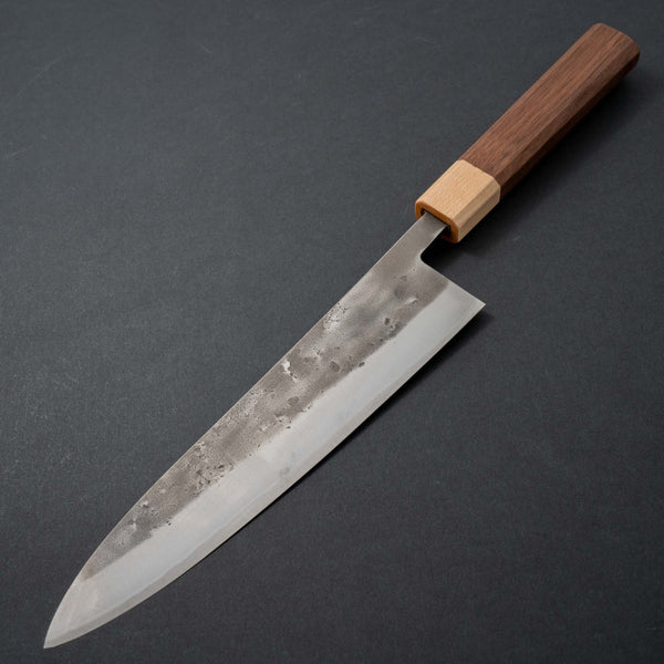 Hitohira TD Blue #2 Stainless Clad Nashiji Gyuto 210mm Walnut Handle - Tetogi