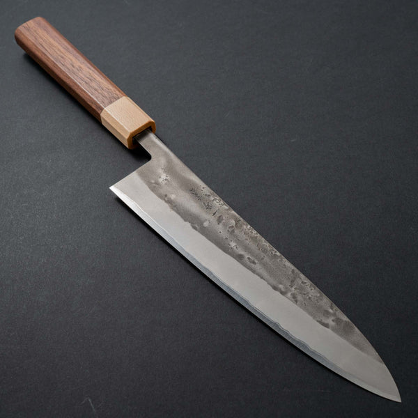 Hitohira TD Blue #2 Stainless Clad Nashiji Gyuto 210mm Walnut Handle - Tetogi