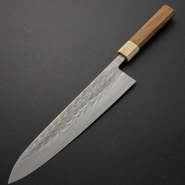 Hitohira TD SLD Tsuchime Gyuto 240mm Walnut Handle - Tetogi