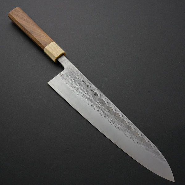 Hitohira TD SLD Tsuchime Gyuto 240mm Walnut Handle - Tetogi