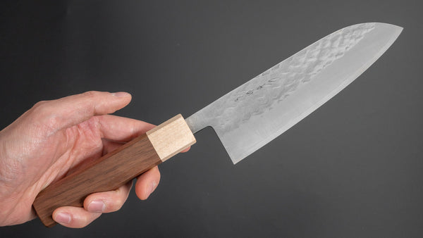 Hitohira TD SLD Tsuchime Santoku 165mm Walnut Handle - Tetogi