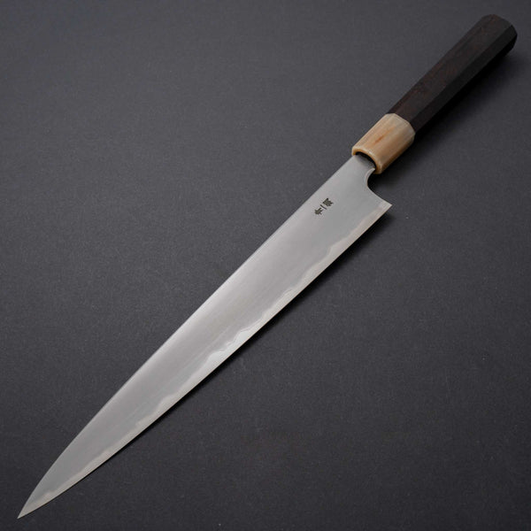 Hitohira Togashi Blue #1 Stainless Clad Kasumi Sujihiki 270mm Ebony Handle - Tetogi