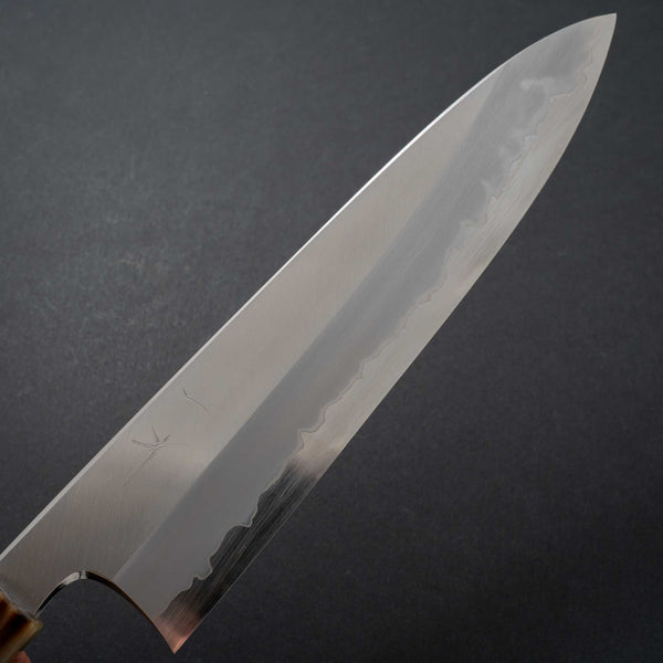 Hitohira Togashi Blue #1 Stainless Clad Migaki Gyuto 240mm Ziricote Handle (Marble horn) - Tetogi