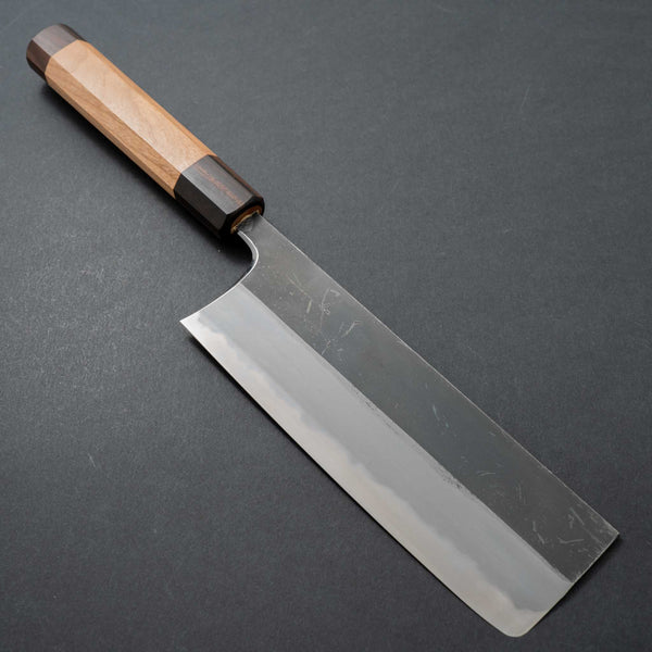 Hitohira Togashi Blue #2 Kurouchi Nakiri Cherry Wood Handle (Ebony End) - Tetogi