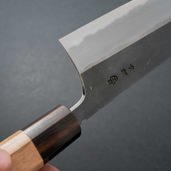 Hitohira Togashi Blue #2 Kurouchi Nakiri Cherry Wood Handle (Ebony End) - Tetogi