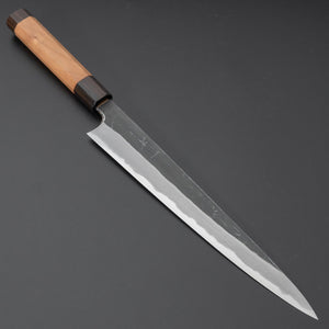 Hitohira Togashi Blue #2 Kurouchi Sujihiki 270mm Cherry Wood Handle (Ebony End) - Tetogi