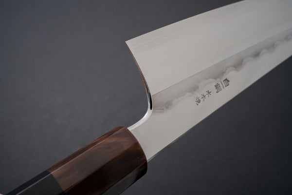 Hitohira Togashi Notaremon White #1 Mizu Honyaki Kiritsuke Gyuto 240mm Taihei Ebony Handle (#068/ Saya) - Tetogi