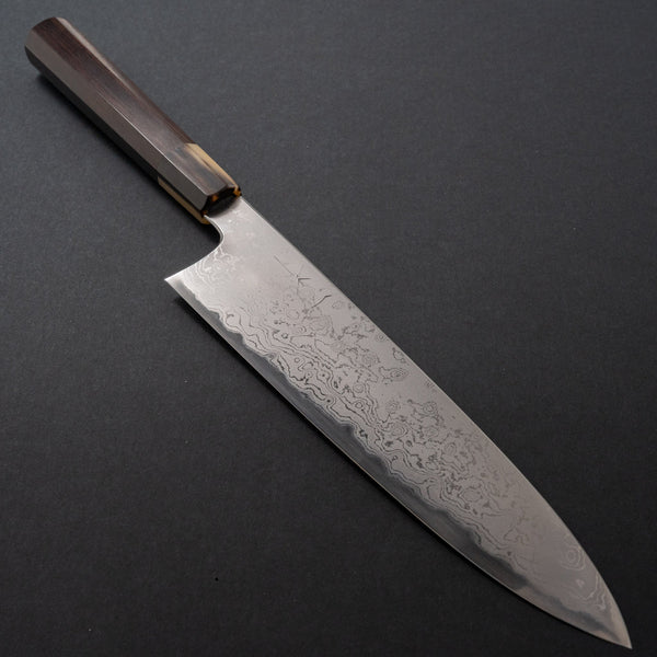 Hitohira Togashi White #1 Damascus Gyuto 240mm Ebony Handle - Tetogi