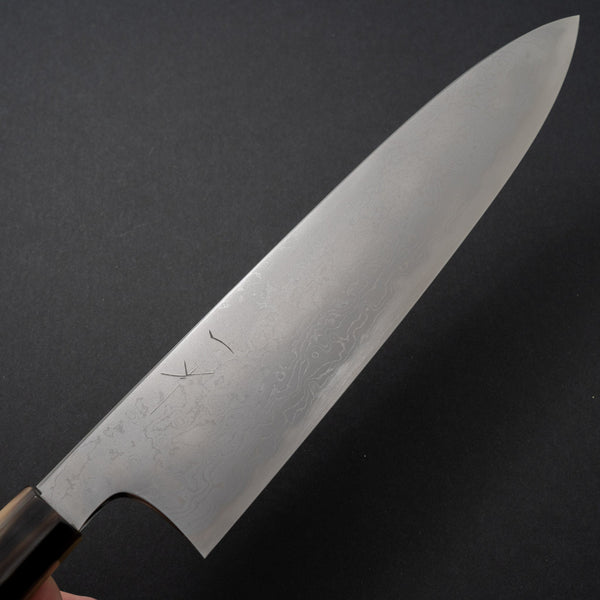 Hitohira Togashi White #1 Damascus Gyuto 240mm Ebony Handle - Tetogi